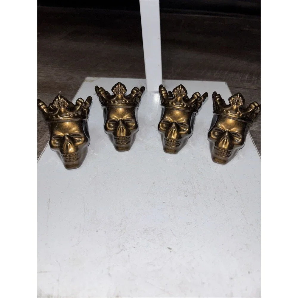 King Skull Place Card Buffet Food Markers Ceramic Copper Lot Of 4 Crown